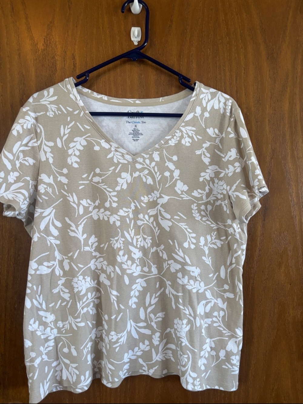 Women's Tan Floral V-Neck Top